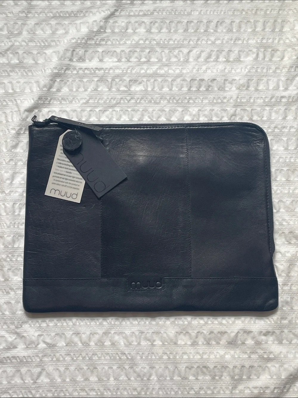 NWT Muud Handcrafted Copenhagen Leather Laptop Sleeve Black